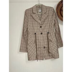 Cabi Women's Plaid Jacket Size S Beige Drawstring Waist Casual